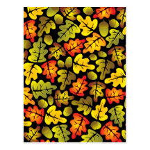autumn oak leaves post cards