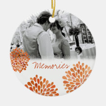 Autumn Orange Bloom Bursts Wedding Ornament