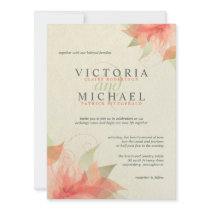 Autumn Orange & Ecru Floral Wedding Invitations