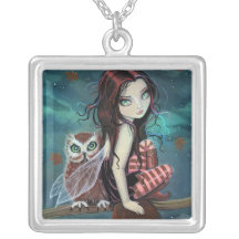 Autumn Owl Gothic Fantasy Fairy Art Necklace
