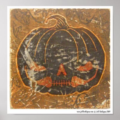 Autumn Pumpkin's Smile Print by Jhulligan