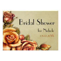 Autumn Rose Glow Floral Bridal Shower Invitation invitations