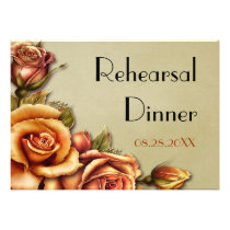 Autumn Rose Glow Floral Rehearsal Dinner invitations