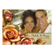 Autumn Rose Glow Floral Wedding Invitation invitations