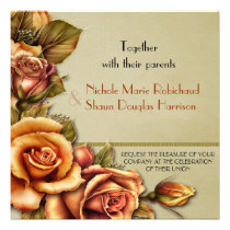 Autumn Rose Glow Floral Wedding Invitation invitations