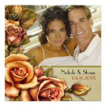 Autumn Rose Glow Floral Wedding Invitation invitations