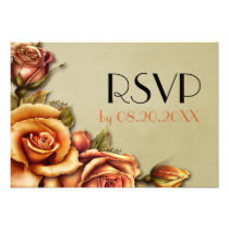 Autumn Rose Glow Floral Wedding RSVP invitations