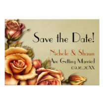 Autumn Rose Glow Floral Wedding - Save the Date invitations