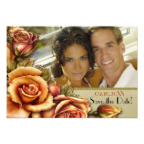 Autumn Rose Glow Floral Wedding - Save the Date invitations