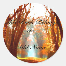 Autumn Scene Bookplate Sticker