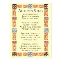 Autumn Song Thanksgiving Poem Postcard postcards