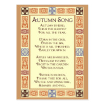 Autumn Song Thanksgiving Poem Postcard postcards