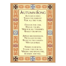 Autumn Song Thanksgiving Poem Postcard