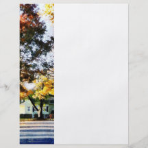 Autumn Street With Yellow House Flyers