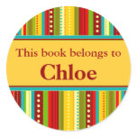 Autumn Stripes Book Label Stickers