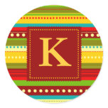 Autumn Stripes Monogram Sticker
