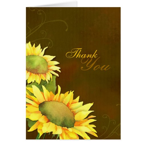 Autumn Sunflowers Wedding Thank You Folded Card