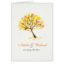 Autumn Theme Tree Folded Wedding Invitation Card