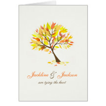 Autumn Theme Tree Folded Wedding Invitation Greeting Card