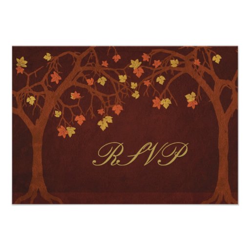 Autumn Trees RSVP Response Card Custom Invitation