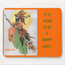 Autumn witch collage with feathers mouse pads