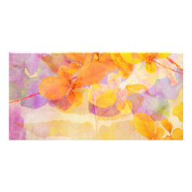 Autumnal grunge leaves personalized photo card