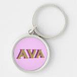 Ava in 3D gold over pink on premium keychain