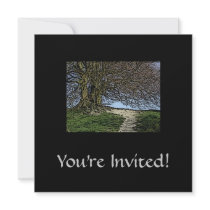 Avebury, Wiltshire, England. Tree and path. Personalized Invites