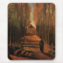 Avenue de Van Gogh des peupliers en automne (F122) Tapis De Souris