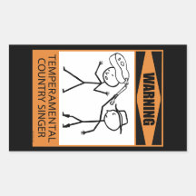 Avertissement ! Chanteur de country capricieux Sticker Rectangulaire