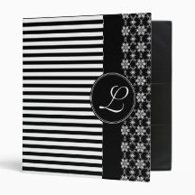 Avery Binder, Custom Monogram Pretty Pattern Black