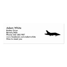 Avion de chasse cartes de visite personnelles