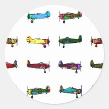 avions autocollants ronds