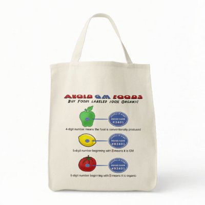 Avoid GM foods avoid 5 digit PLU starting with 8 Tote Bags by truthinducedparanoia