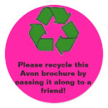 Avon:  Please recycle brochure stickers