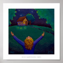 Awake in the moment happiness fun whimsical art posters