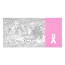 Awareness Ribbon on Pink Photo Card Template