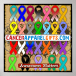 Awareness Ribbons by CancerApparelGifts.Com posters