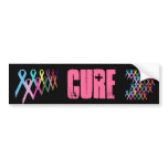 Awareness Ribbons Cure Bumper Sticker - Black 1