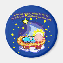 Away in a Manger Christmas Carol T-shirts, Gifts Refrigerator Magnets