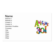 Awesome 30 Birthday T-shirts and Gifts Business Cards