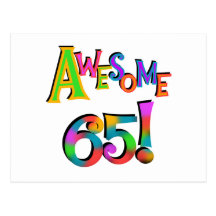 Awesome 65 Birthday Tshirts and Gifts Postcards