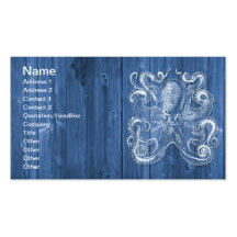 awesome cool Antique effect white octopus Business Card