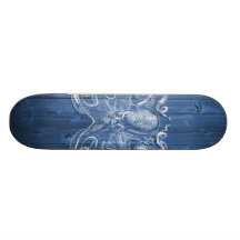awesome cool Antique effect white octopus Skate Board Deck