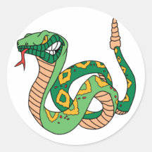 Awesome Green Rattlesnake Round Stickers