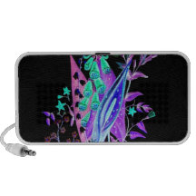 Awesome Neon Floral Design on Black Notebook Speakers