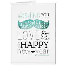 Awesome New year wish note card moustache