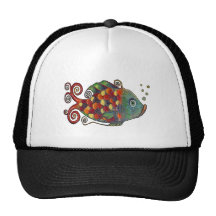 Awesome Rainbow Whimsical Fish Artsy Hippie Cool Trucker Hats