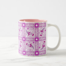Axolotl Pink Plaid Pattern Coffee Mug