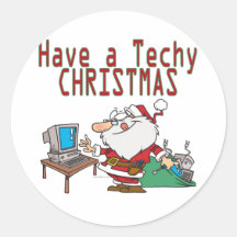 ayez un geek irritable père Noël d'ordinateur de N Autocollants Ronds